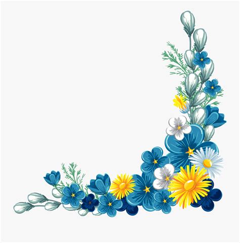 Flower Border Clipart, Flower Border Png, Floral Border, Corner Drawing ...