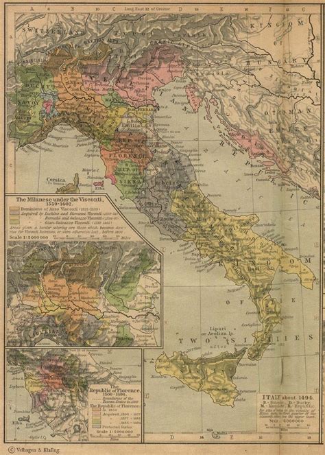 Historical Maps of Europe. Italy about 1494 (774K) Insets: The Milanese ...