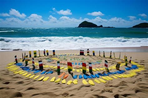 Premium AI Image | Colorful sand art on the beach