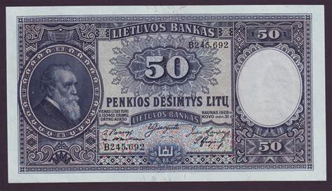 LITHUANIA currency 50 Litu, 1928.|World Banknotes & Coins Pictures ...