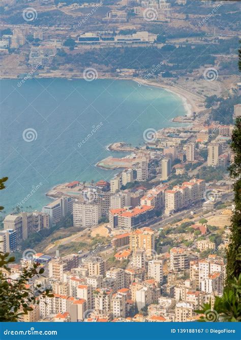 Aerial View of Harissa, Lebanon Stock Image - Image of adventure ...