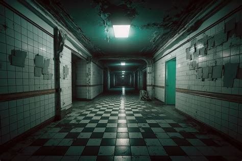 Premium Photo | Corridor in old hospital scary dark hallway in abandoned building generative AI