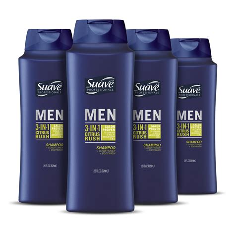 Suave Men 3-in-1 Shampoo Conditioner Body Wash Citrus Rush 28 oz 4 Count - Walmart.com