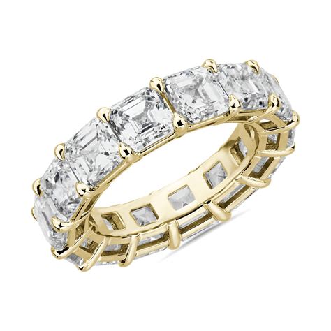 Asscher Cut Diamond Eternity Ring in 18k Yellow Gold (10 ct. tw ...