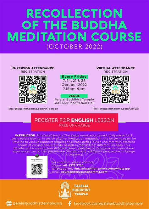 October 2022《Recollection of The Buddha Meditation Course》is open for registration. — Palelai ...