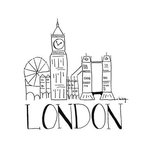 City Sketch LONDON Black and White Illustration | Etsy