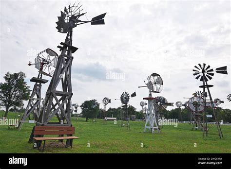 Windmills at the Shattuck Windmill Museum and Park in Shattuck Oklahoma - May 2023 Stock Photo ...