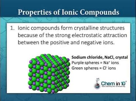 Properties Ionic Bonds and Ionic Compounds - YouTube
