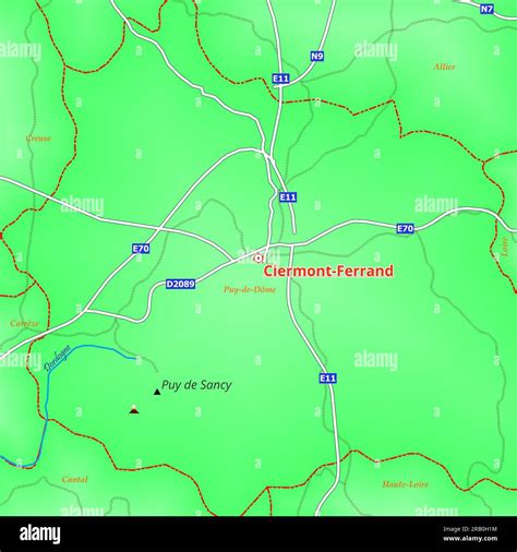 Map of Clermont-Ferrand City in France Stock Photo - Alamy