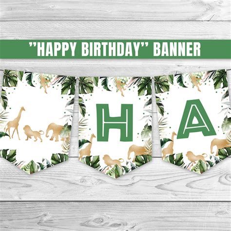 Happy Birthday Banner Gold Animals Birthday Banner Wild | Etsy | Happy birthday banners ...