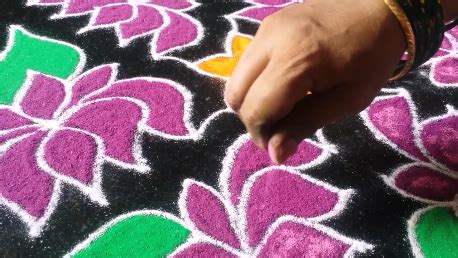 Lotus kolam with 15 dots for New Year