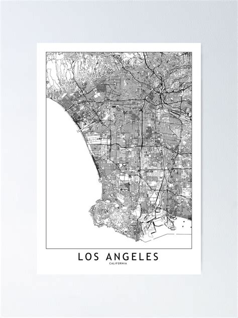 "Los Angeles White Map" Poster for Sale by multiplicitymap | Redbubble