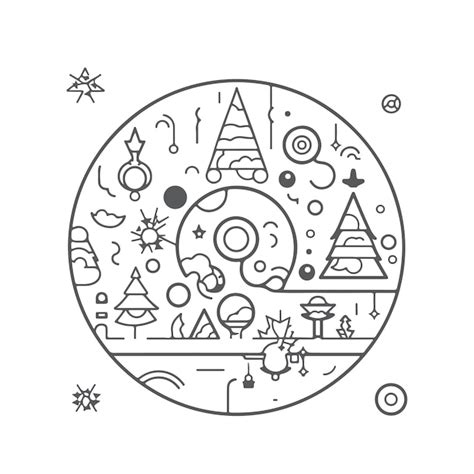 Premium Vector | Sketch hand drawn single line art coloring page christmas day