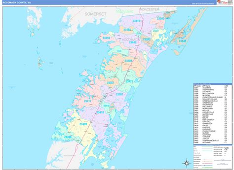 Accomack County, VA Wall Map Color Cast Style by MarketMAPS - MapSales