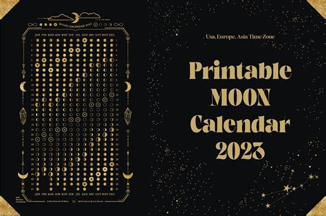 Printable 2023 Moon phases calendar By A.Slowik | TheHungryJPEG