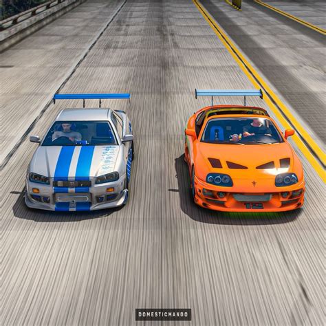 Brian's Toyota Supra vs. O'Conner's R34 Skyline GT-R Is a Digital Drag ...