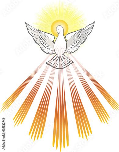 Holy Spirit symbol dove with halo and seven rays of fire, symbols of ...