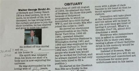 9 Of The Most Incredible Obituaries Ever Written - funeralOne Blog | Obituaries, How to memorize ...