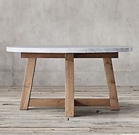 Salvaged Wood & Marble Beam Round Dining Table