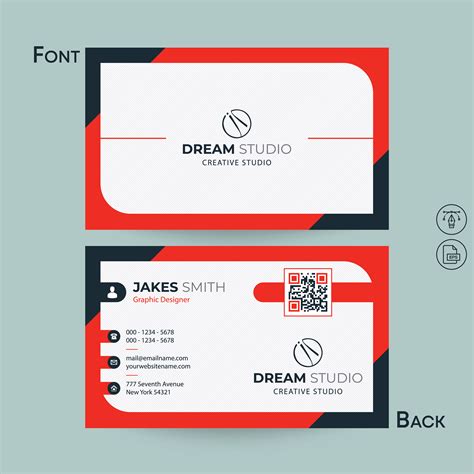 Business Card with Angled Blue and Red Border 1102805 - Download Free ...