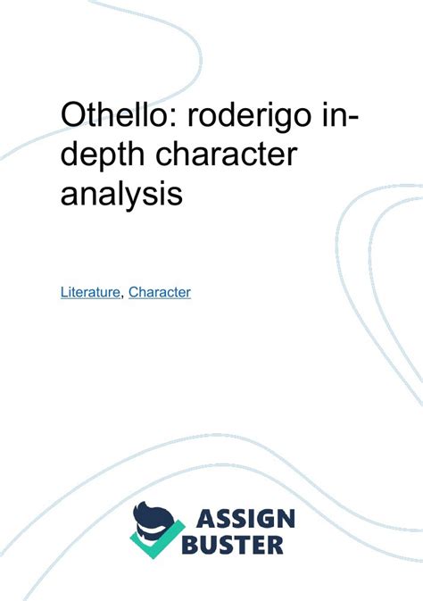 Othello: roderigo in-depth character analysis - Essay Example for 435 Words