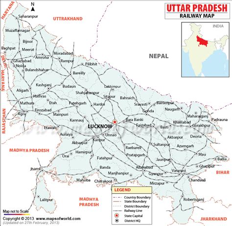 UP Map, Districts in Uttar Pradesh