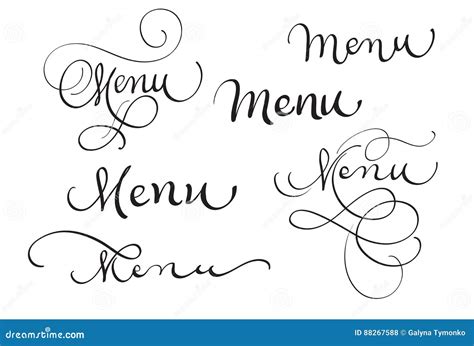 Word Menu Hand Lettering. Good Appetite. Vector Typo Icons. Isolated On ...