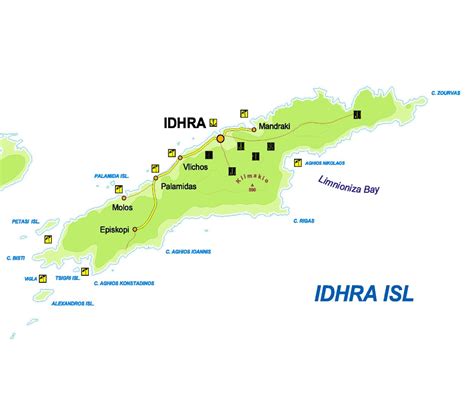 Hydra tourist map - Ontheworldmap.com