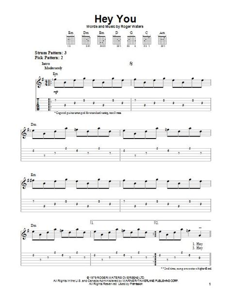 Hey You | Sheet Music Direct | Guitar tabs, Guitar chords for songs ...