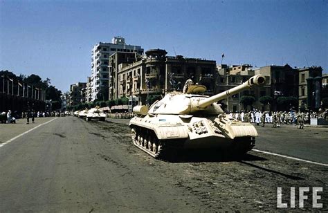 IS-3M heavy tanks of the Egyptian Army rolling through Republic Square ...