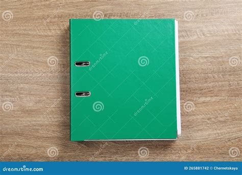 Green Office Folder on Wooden Table, Top View Stock Photo - Image of ...