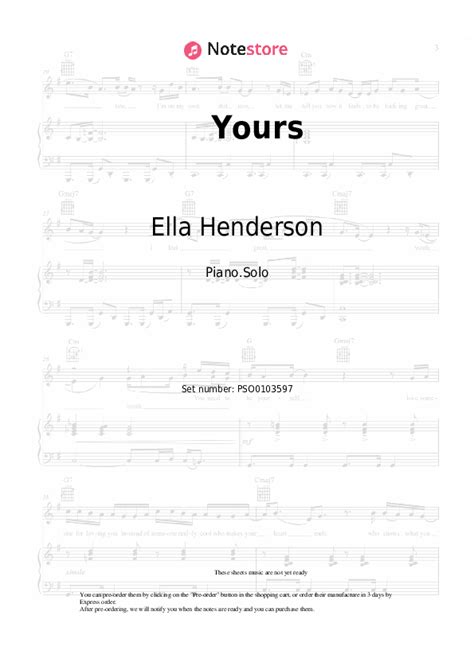 Ella Henderson - Yours piano sheet music in Note-Store.com | Piano.Solo SKU PSO0103597