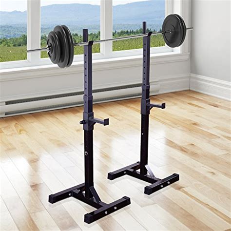 Homcom Heavy Duty Weights Bar Barbell Squat Stand Stands Barbell Rack Spotter GYM Fitness Power ...