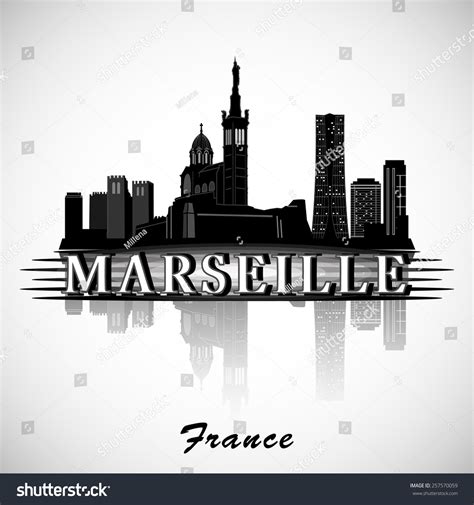 Modern Marseille City Skyline Design Stock Vector Illustration ...