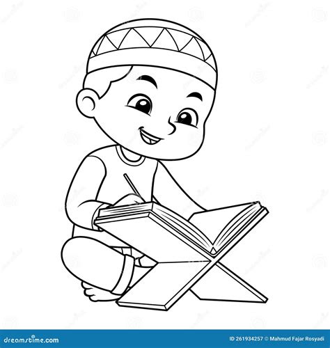 Moslem Boy Reading Koran BW Stock Photo | CartoonDealer.com #261934257