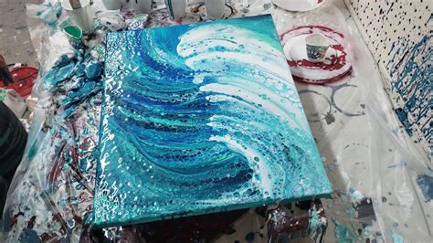 Acrylic Pouring / Crashing Wave Tutorial / Ocean Pour | Metallics / Fluid Art - acrylic painting ...