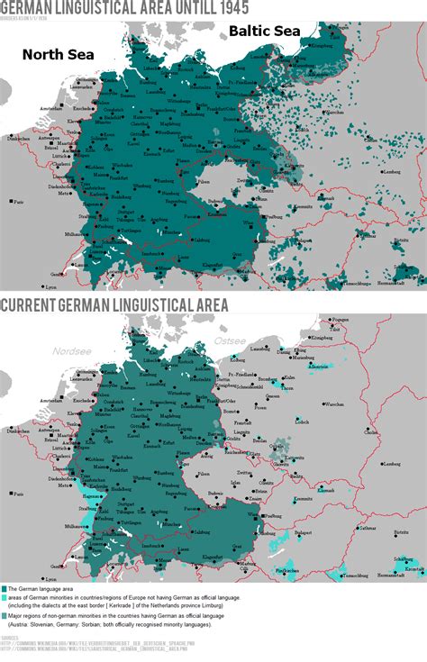 German current linguistical area and before 1945 [1031 × 1600] : r/MapPorn