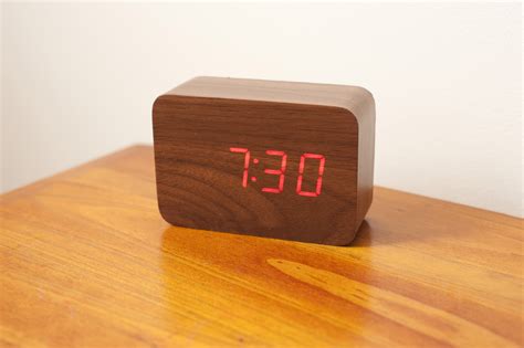 Free Stock Photo 10633 Dark Brown Wooden Bedside Led Clock | freeimageslive