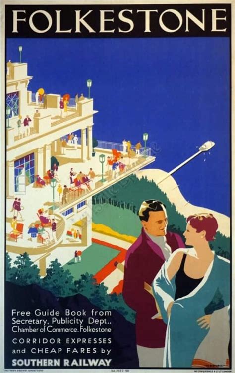 English Art Deco Travel Poster for Folkestone by Danvers, 1934 » Vintage Posters by La Belle ...