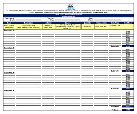 48 FREE Bill Of Material Templates (Excel & Word) ᐅ TemplateLab