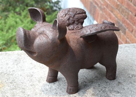 Cast Iron Flying Pig Statue | EBTH