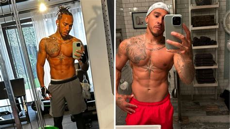 Lewis Hamilton shows off ripped abs and tattoos ahead of new season ...