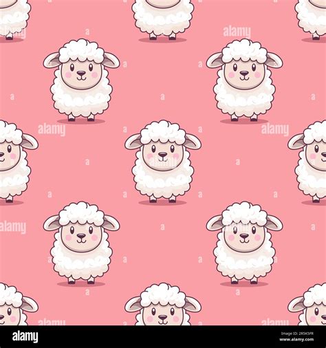 Vector Seamless Pattern with Funny Cute Sheep on Pink Background ...