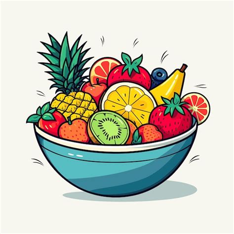 Premium Vector | Vector of a vibrant fruit bowl filled with a variety ...