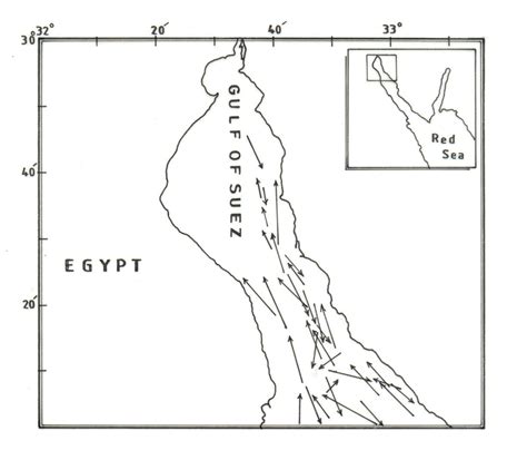 Map of the northern part of the Gulf of Suez showing the surveyed area ...