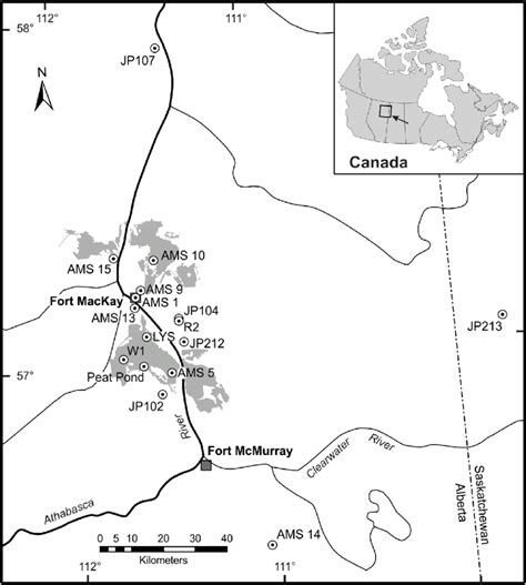 The Athabasca oil sands region in northeastern Alberta, Canada, showing ...