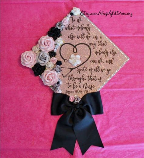 To be a Nurse Graduation Cap Topper Decoration- with flowers, border and bow in 2021 ...