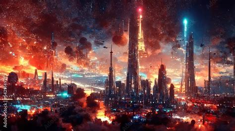 cyberpunk_dystopian_city_221102_02 Stock Illustration | Adobe Stock