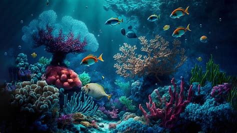 Premium Photo | Tropical underwater life of a coral reef neural network generated art wallpaper