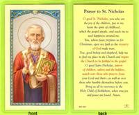 Prayer to St. Nicholas, Laminated Holy Card,. # 99895.